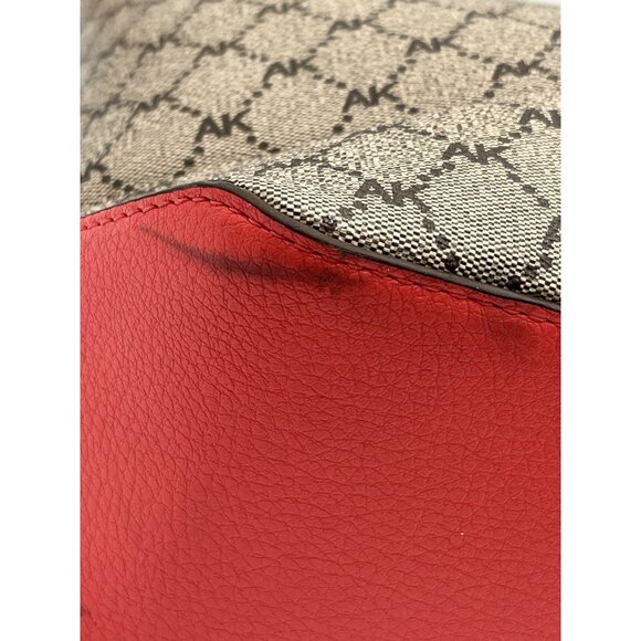 Anne Klein Pre- Owned Shoulder Bag Tan Trim - Pink Strap Gold AK Logo - Picture 8 of 13